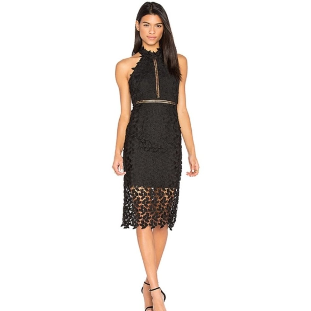Bardot Gemma Lace Halter Midi Dress